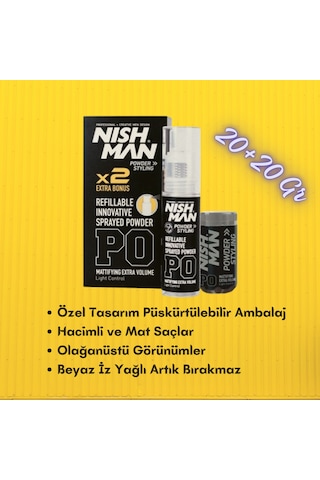 Nishman PO Saç Şekillendirici Toz Wax + Mat Efekt Püskürtülebilir Pudra Wax 2 x 20 G