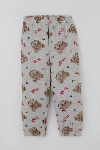 Breeze Kız Bebek Pijama Takımı Sevgi Temalı Fiyonklu Ayıcık Desenli 9 Ay-3 Yaş, Açık Gri Melanj Açık Gri Melanj