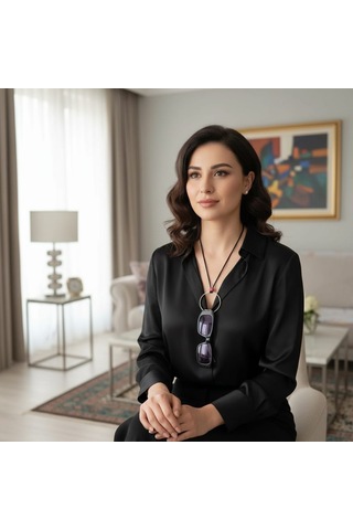Gözlük Askısı Ve Kolye Siyah - Siyah