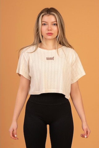 Woof Gym 3D Woof Print Crop Top Ecru Çok Renkli