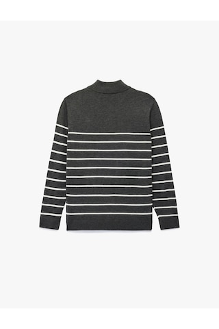 Koton Regular Fit Uzun Kollu Basic Yarım Fermuarlı Triko Kazak Antrasit Çizgili 6wam70040ht Antrasit Çizgili