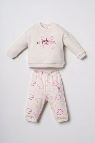 U.S. Polo Assn. Nakışlı Kız Bebek Beyaz Uzun Kol Pijama Takım Usb3261-c-v1 Usb3261-c-v1