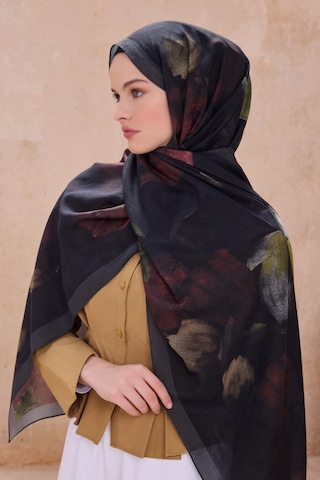 Belli Fresh Çiçek Desen Vintage Şal 1 Siyah