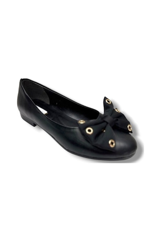 C-shoes Ys304-26 Cilt Kapsüllü Saten Papyonlu Anatomik Kadın Babet Sıyah