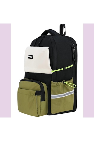 Ortopedik Ultra Lüx Büyük Boy 45 30 20 Cm Su Geçirmez Laptop Bölmeli Sırt Çantası Yeşil