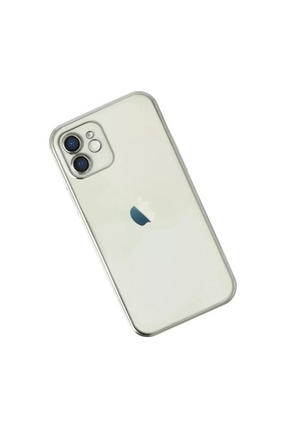 Apple iPhone Uyumlu 12 Kılıf Lensli Silikon - Gümüş Çok Renkli
