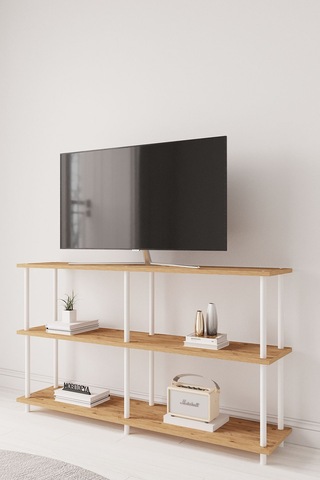 Çevir Kur 150 Cm Atlantik Çam B.d Raflı Tv Sehpası, Tv Ünitesi 150 75 29 Cm Atlantik Çam