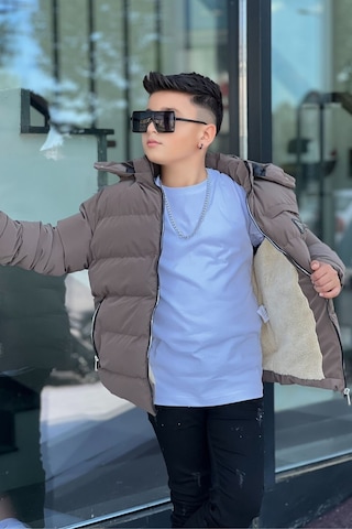 Pina Kids Erkek Çocuk Çıkarılabilir Kapüşonlu Su Geçirmez Nova Kışlık Mont Km4012 Kahverengi