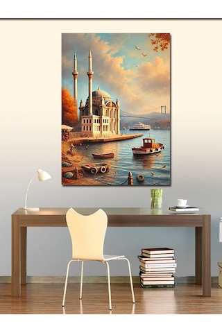 Kanvas Tablo Camii Ve Deniz Kıyısı 50cmx70cm