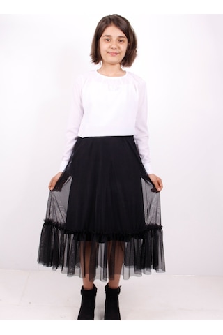 Toontoy Kız Çocuk Fırfırlı Etek Siyah