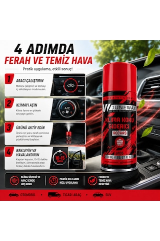 Klima Koku Giderici Bombası 150 Ml - Araç İçi Koku Giderici, Klima Temizleyici, Kalıcı Ferahlık Jeune Mor Koku Kırmızı