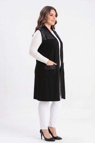 Wearon Kadın Düğmesiz Cepli Modelli Yelek 54050 Bgl-st05663 Siyah