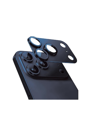 Apple Uyumlu   iPhone 17 Pro Mohseven Alüminyum Kaplamalı Safir Anti Reflective Kamera Lens Koruyucu Lacivert