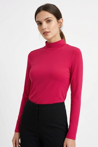 Tommy Life Pembe Balıkçı Yaka Basic Uzun Kollu Kadın Body - 97306