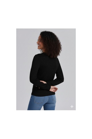 Youknitwear You Riviera %100 Pamuk V Yaka Kadın Kazak Siyah V