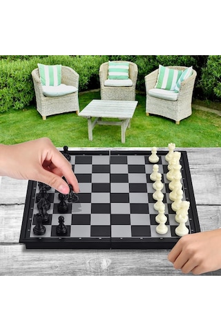 Klasik Katlanır Manyetik Satranç Takımı Okullar & Seyahat İçin Satranç Takımı 2li Dama Satranç Seti