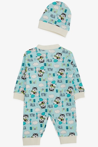 Breeze Erkek Bebek Tulum Pilot Ayıcık Desenli 0-3 Ay-6 Ay, Açık Mavi Açık Mavi