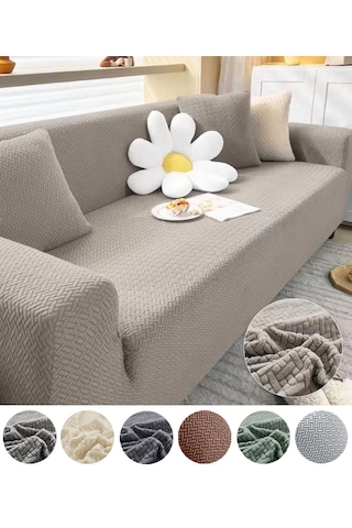 Upmall Tuğla Desen Koltuk Örtüsü Çekyat Kılıfı 3 Kişilik Vizon