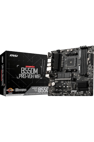 MSI B550M PRO-VDH WIFI AMD B550 4400 MHz (OC) DDR4 Soket AM4 mATX Anakart