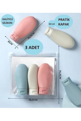 Doldurulabilir Krem Şampuan Kutusu Seyahat Şişesi Çanta 3 Lü