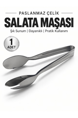 Beylini Paslanmaz Çelik Salata Maşası Kaşık Çatal Uçlu Servis Maşası Sunum Maşası Açık Büfe Mutfak Maşası