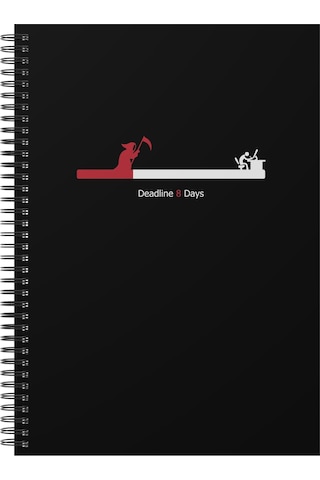 Notebook for Developers - Deadline - Siyah - Kısmi Lak'lı Sert Mukavva Kapak - 100 Yaprak - Kareli - Spiralli Defter
