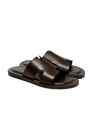 Terlik Erkek M7805 The Sandals Factory Leather Upper Dark Brown Dark Brown Koyu Kahverengi