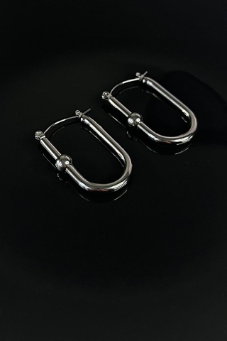 Silver Kaplama Düz Çelik Küpe Silver