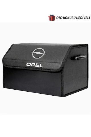 Opel Marka Logolu Oto Bagaj Organizer Çanta Oto Bagaj Çantası 2 Bölmeli Suni Deri Boyutlar : 48 Cm X 31 Cm X 29 Cm