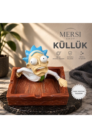 Rick Figürlü Seramik Küllük Dekoratif Karakter Tasarımlı Küllük
