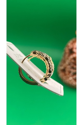 Xuping Rose Gold Oval Zincir Desenli Taşlı Kadın Çelik Küpe Gold