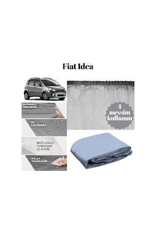 Guard Branda Fiat Idea Uyumlu Araca Özel Pvc Dikişsiz Miflonlu %100 Su Geçirmez 4 Mevsimlik Gri