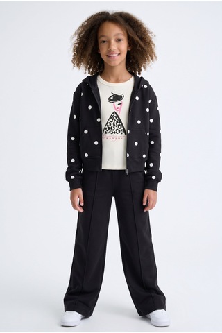 Minipomes 9-14 Yaş Kız Çocuk Baskılı Ribana Sweatshirt Krem