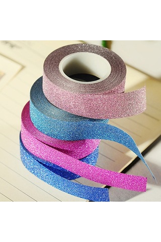Flash Washi Sticky Paper Tape Label Dıy Decorative Tape, Length: 10m Gül Kırmızısı Diğer