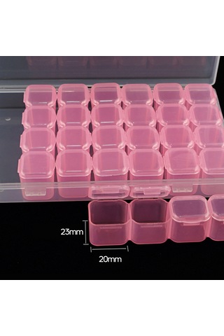 Hfambition 28 Bölmeli Pembe Akrilik Manikür Gereç Kutusu - Taşınabilir Şeffaf Kapaklı Mini Depolama Kutusu Diğer