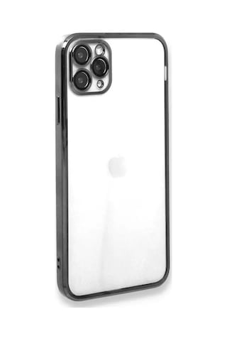 Apple iPhone Uyumlu 11 Pro Max Kılıf Lensli Silikon - Gümüş Çok Renkli