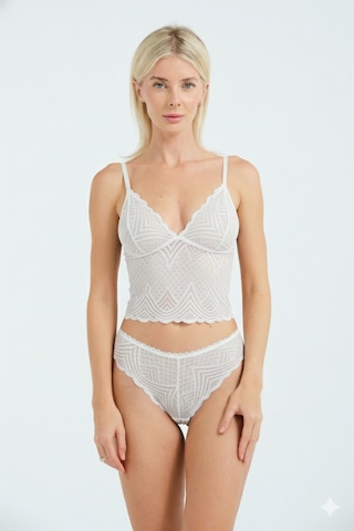 Dantel Detaylı Esnek Bralet & Slip Takımı Beyaz