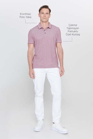 AC&Co / Altınyıldız Classics 4A4820200047BRDM Düğmeli Polo Yaka Cepsiz Slim Fit Erkek Tişört Bordo