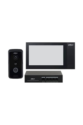 Dahua Ktp02 Kablolu Cat6 7 Tft Ekran Ve Kapı Paneli + 4 Port Switch Siyah Ip Villa Interkom Set