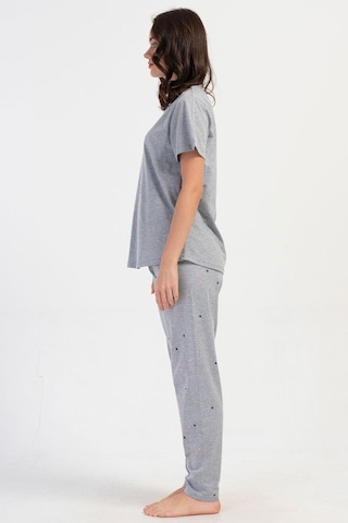 Kadın Kısa Kol Gri Melanj Pijama Takımı C5t4n1o804 Grimelanj
