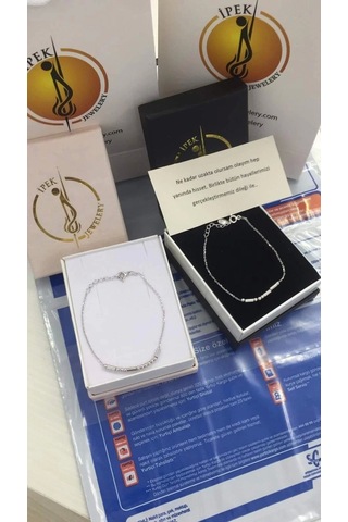 İpek Silver 925 Ayar Gümüş Zincirli Mors Alfabesi Bileklik