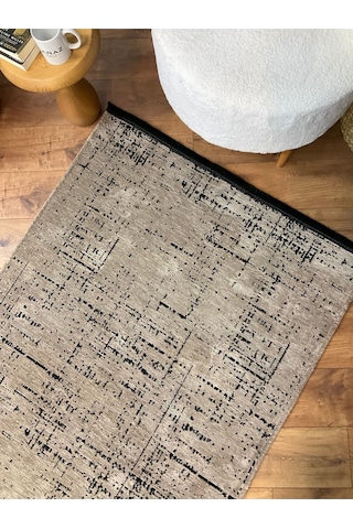 Saraz Halı Şönil Dokuma Kayma Yapmaz Makinede Yıkanabilir Leke Tutmaz Kesme Bohem Kilim Vizon 2 Vizon