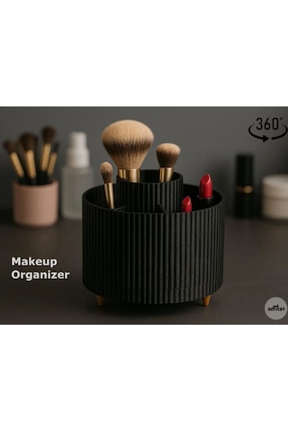Masa Üstü Makyaj Ve Ofis Organizer 360 Derece Dönebilir-485 Siyah