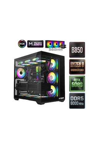 Xaser Diamond X11 R9-9950X3D 64 GB 2 TB M.2 NVME SSD 16 GB RTX5080 Free Dos Masaüstü Oyuncu Bilgisayarı