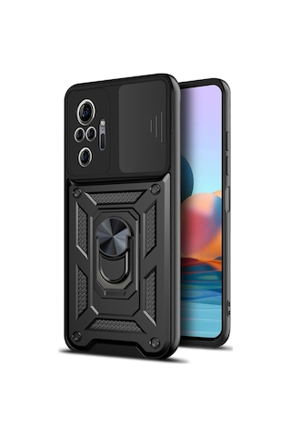Teleplus Xiaomi Redmi Note 10 Pro Kılıf Magnetik Standlı Kamera Korumalı Slide Sürgülü Cover Kapak
