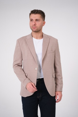 Bonesti Erkek Slim Fit Blazer Ceket Bej Beyaz Noktalı