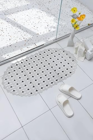 Eko Serisi Banyo - Küvet İçi Kaydırmaz Vantuzlu Oluklu Oval Paspas 63 X 34 Cm, Siyah Diğer