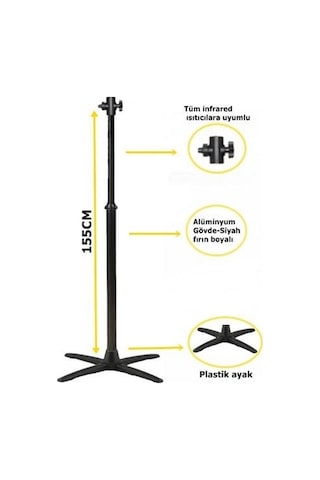 Soba Ayağı Ufo.Kumtel Istıcı Ayağı Alüminyum 155 Cm-Siyah