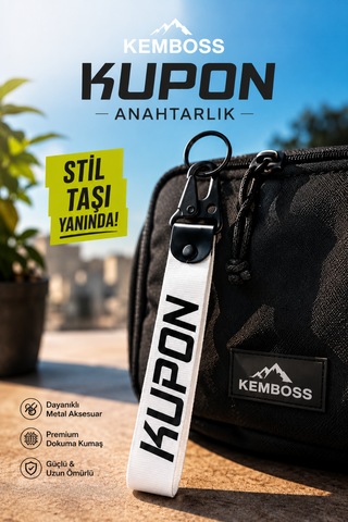 Beyaz Kupon Yazılı Kumaş Anahtarlık Araç Motosiklet Ev Ofis Anahtarlığı
