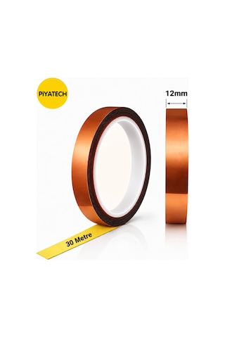 Kapton Yanmaz Bant Yüksek Isıya Dayanıklı Isı Bandı 12 Mm X 30 Metre
